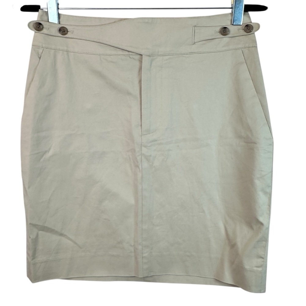 Ralph Lauren Rugby Mini Skirt Khaki Tan Cotton Casual Preppy Classic Style Sz 4